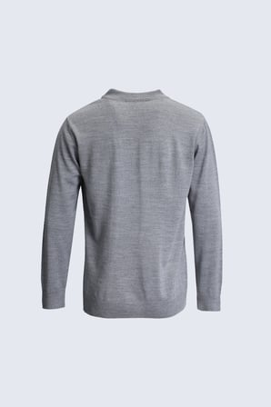 Gri Regular Fit Yarım Balıkçı Yaka Yünlü Kazak | S