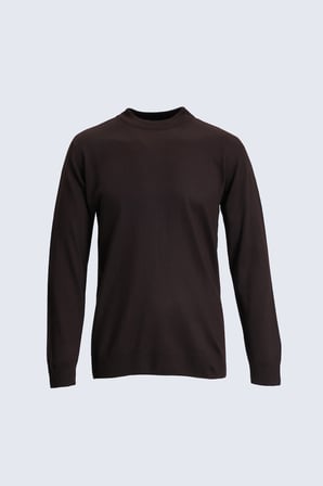 Kahverengi Regular Fit Yarım Balıkçı Yaka Yünlü Kazak | M