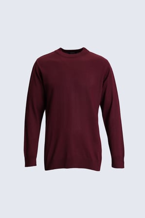 Bordo Regular Fit Yarım Balıkçı Yaka Yünlü Kazak | M