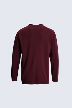 Bordo Regular Fit Yarım Balıkçı Yaka Yünlü Kazak | M