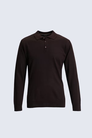 Kahverengi Regular Fit Polo Yaka Kazak | L