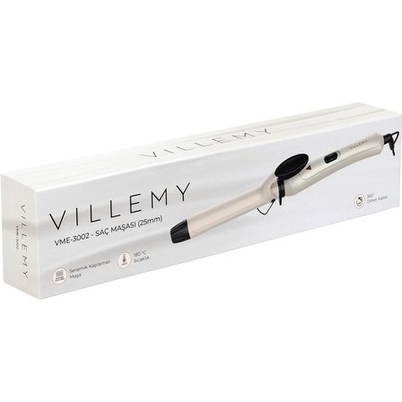 25 mm Seramik Kaplamalı Profesyonel Saç Maşası – Doğal ve Belirgin Bukleler -VME3002