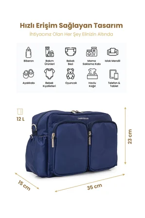 Carry Bliss DuoPack Antibakteriyel Astarlı Çok Gözlü Anne Bebek Çantası