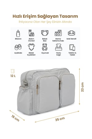 Carry Bliss DuoPack Antibakteriyel Astarlı Çok Gözlü Anne Bebek Çantası