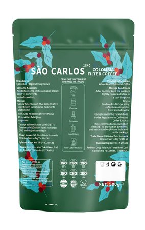 Colombia Filtre Kahve 500 Gr Colombia Medellin Single Origin