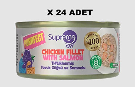 Supreme Tiftiklenmiş Tavuk Göğsü ve Karidesli Konserve Kedi Maması 70 gr X 24 ADET