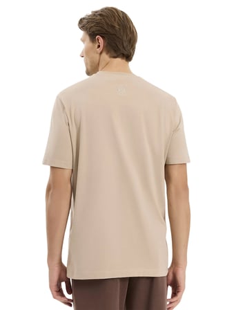 Bej Erkek %100 Pamuk Oversize T-Shirt ALG25023 16-1105 Alegion T-Shirt
