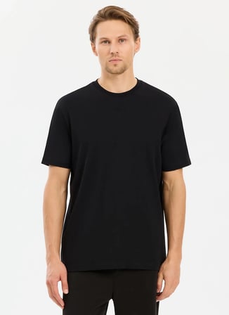 Siyah Erkek %100 Pamuk Oversize T-Shirt ALG25023 19-3911 Alegion T-Shirt
