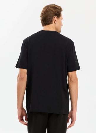 Siyah Erkek %100 Pamuk Oversize T-Shirt ALG25023 19-3911 Alegion T-Shirt