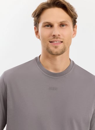 Aleg Antrasit Erkek Oversize Logo Baskılı T-Shirt ALG25023 18-0601 Alegion T-Shirt