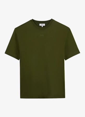 Aleg Haki Erkek Oversize Logo Baskılı T-Shirt ALG25023 19-0419 Alegion T-Shirt