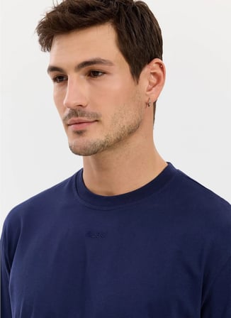 İndigo Erkek %100 Pamuk Oversize T-Shirt ALG25023 19-3920 Alegion T-Shirt