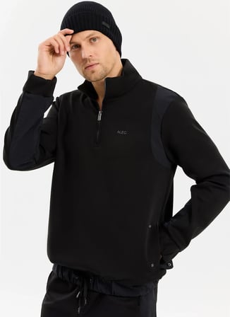 Siyah Erkek Modal Karışımlı Sweatshirt ALG25053 19-3911 Alegion Sweatshirt