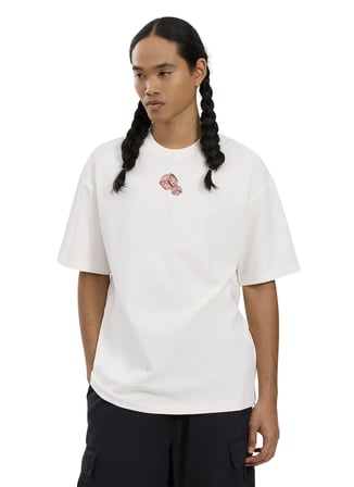 Ekru Erkek %100 Pamuk Oversize T-Shirt ALG25022-01 11-0604 T-Shirt Zarlı