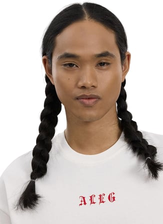 Aleg Ekru Erkek Oversize Logo Baskılı T-Shirt ALG25022-03 11-0604 T-Shirt Etnik