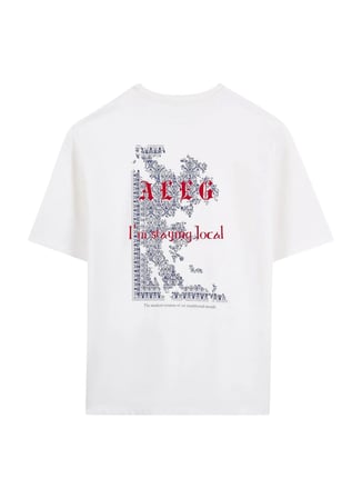 Aleg Ekru Erkek Oversize Logo Baskılı T-Shirt ALG25022-03 11-0604 T-Shirt Etnik