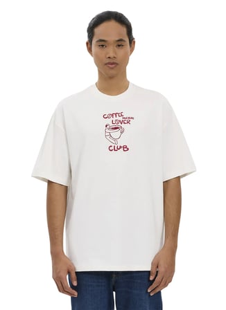 Ekru Erkek %100 Pamuk Oversize T-Shirt ALG25022-05 11-0604 T-Shirt Kahve