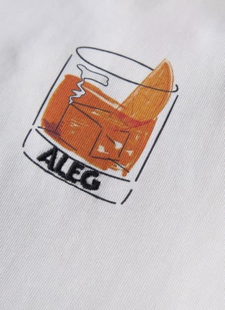 Aleg Ekru Erkek Oversize Yazı Baskılı T-Shirt ALG25022-09 11-0604 T-Shirt El Göz