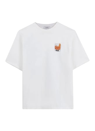 Aleg Ekru Erkek Oversize Yazı Baskılı T-Shirt ALG25022-09 11-0604 T-Shirt El Göz