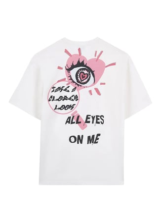 Ekru Erkek %100 Pamuk Oversize T-Shirt ALG25022-11 11-0604 T-Shirt Göz