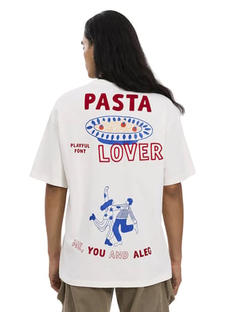 Ekru Erkek %100 Pamuk Oversize T-Shirt ALG25022-13 11-0604 T-Shirt Pasta