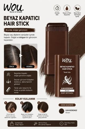 Wou Beyaz Kapatıcı Tarak Uçlu Hair Stick 15 Gr Kahverengi