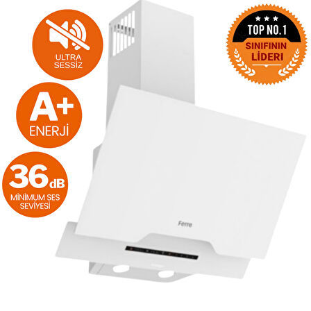 Ferre FryArt & FlowArt Olio Sessiz Davlumbaz Elektrikli Beyaz Ank. Set (D064-SA + MS261 + QEP63CB)