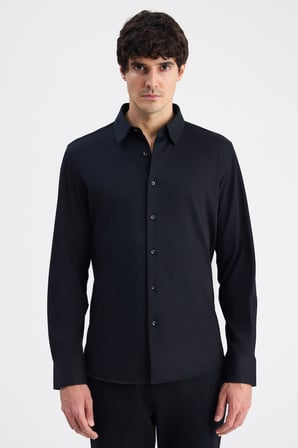 Ds Damat Slim Fit Siyah Örme Gömlek