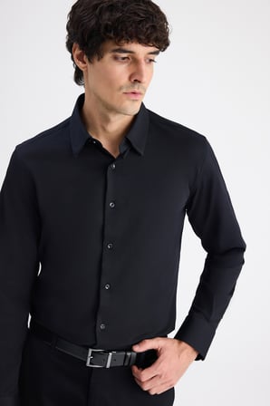 Ds Damat Slim Fit Siyah Örme Gömlek