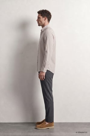 Ds Damat Comfort Vizon Çizgili Gömlek