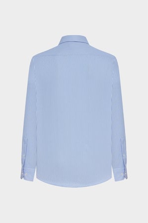 Ds Damat Slim Fit Mavi Çizgili Gömlek