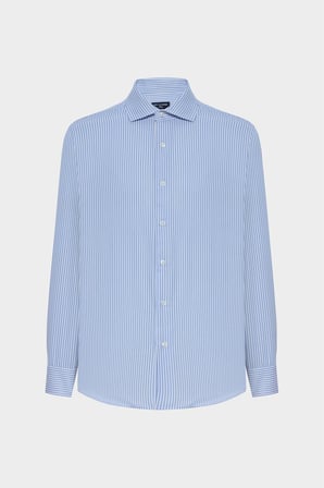 Ds Damat Slim Fit Mavi Çizgili Gömlek