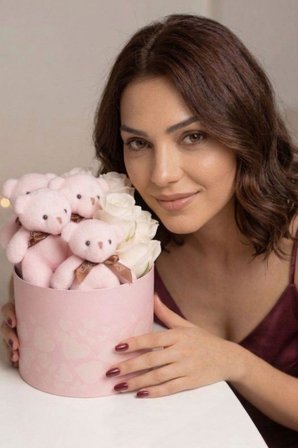 Premium Peluş Ayıcık & Özel Kumaş Beyaz Gül Buketi | Sevgiliye, Kıza, Arkadaşa Hediye