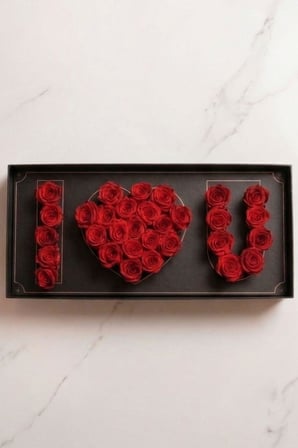 I Love You Güllü Siyah Lüks Kutuda Kalp Tasarım Gül | Sevgiliye, Kıza, Eşe Hediye