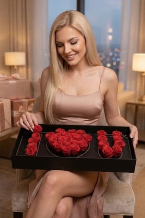I Love You Güllü Siyah Lüks Kutuda Kalp Tasarım Gül | Sevgiliye, Kıza, Eşe Hediye