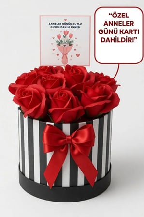 Anneler Günü İçin Özel Mesajlı 9’lu Kırmızı Gül Buketi | Anneler Günü Hediye Kutusu