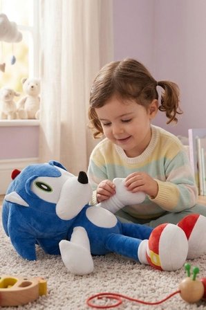 50 CM Büyük Boy Sonic Peluş Oyuncak – Yumuşacık Sevimli Kahraman Çocuk Hediyesi