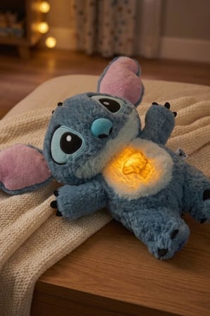 30 cm Stitch Işıklı ve Müzikli Peluş Uyku Arkadaşı – 5 Modlu Nefes Alan Gece Lambası | Sevimli Hediye Oyuncak