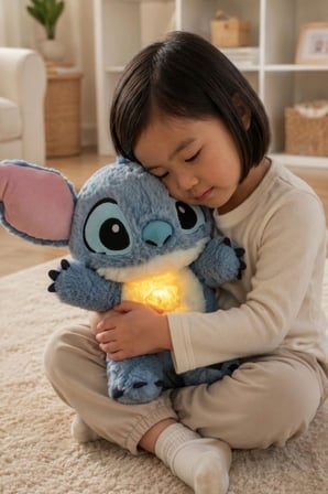 30 cm Stitch Işıklı ve Müzikli Peluş Uyku Arkadaşı – 5 Modlu Nefes Alan Gece Lambası | Sevimli Hediye Oyuncak