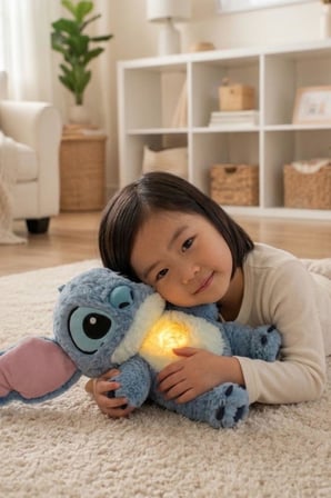 30 cm Stitch Işıklı ve Müzikli Peluş Uyku Arkadaşı – 5 Modlu Nefes Alan Gece Lambası | Sevimli Hediye Oyuncak