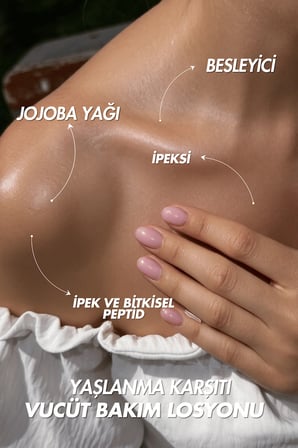 Silk Botanica Güneş Sonrası Multi-Peptide(ipek Peptid ve Bitkisel Peptid) Hyaluronik Asitli Yaşlanma Karşıtı, Cilt Bariyerini Destekleyen ve Sıkılaştırıcı Bakım Vücut Losyonu 150 ml
