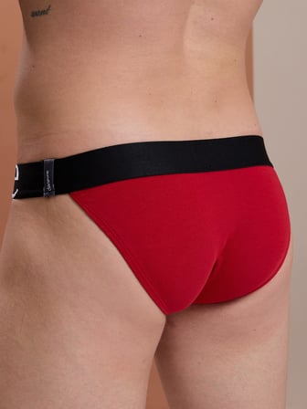 Erkek Kırmızı Yanları Açık Geniş Lastikli Slip Külot