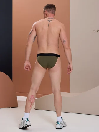 Erkek Haki Yanları Açık Geniş Lastikli Slip Külot