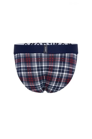 Erkek Ekose Desenli Yanları Açık Geniş Lastikli Slip Külot