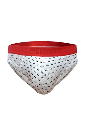 Erkek Papyon Desenli Beyaz Pamuklu Lastikli Slip Külot