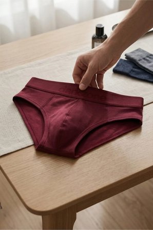 Erkek Bordo Pamuklu Lastikli Slip Külot