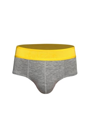 Erkek Sarı Lastikli Gri Pamuklu Lastikli Slip Külot