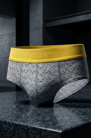 Erkek Kare Desenli Gri Pamuklu Lastikli Slip Külot