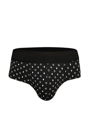Erkek Geometrik Desenli Siyah Pamuklu Lastikli Slip Külot