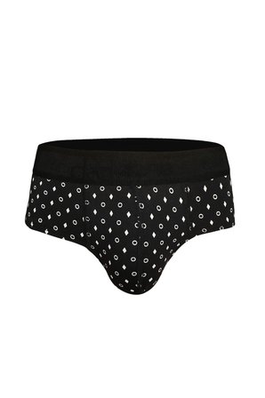Erkek Geometrik Desenli Siyah Pamuklu Lastikli Slip Külot